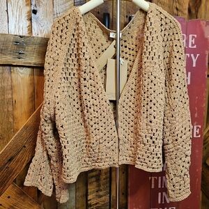 197 POL Tan Open-Knit Cardigan